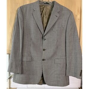 Lauren Ralph Lauren Mens Blazer 44L Wool-Maine Black Tan Houndstooth Pattern